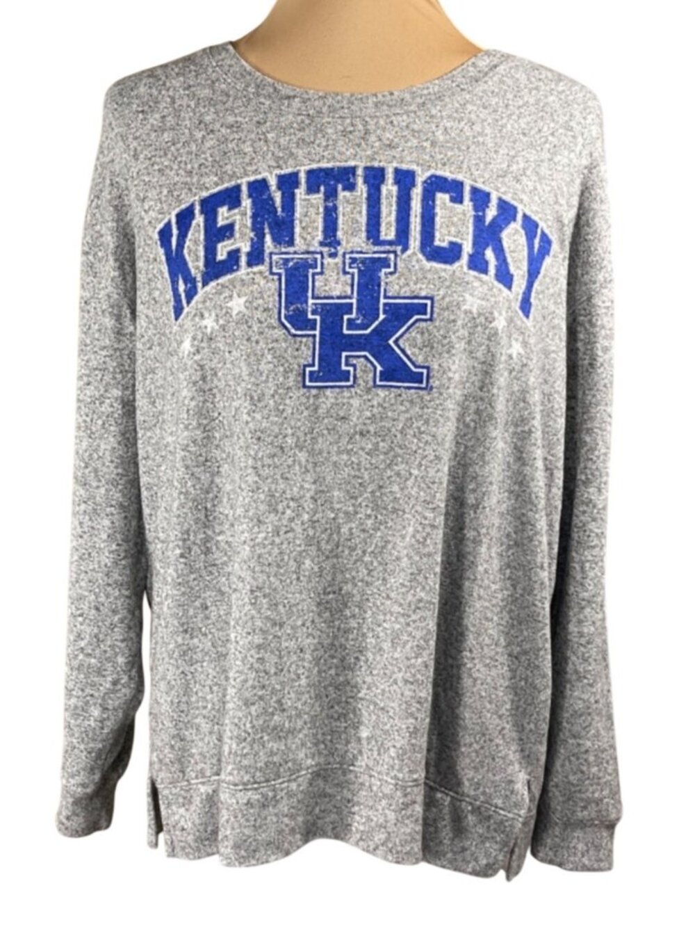 Sideline Top UK University Of KY Kentucky Size L Large Fuzzy Soft Grey Blue Wild